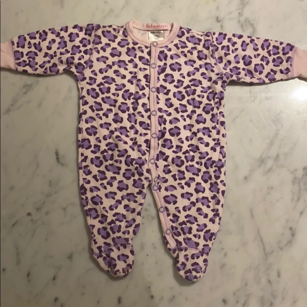 Baby steps leopard footie pajama